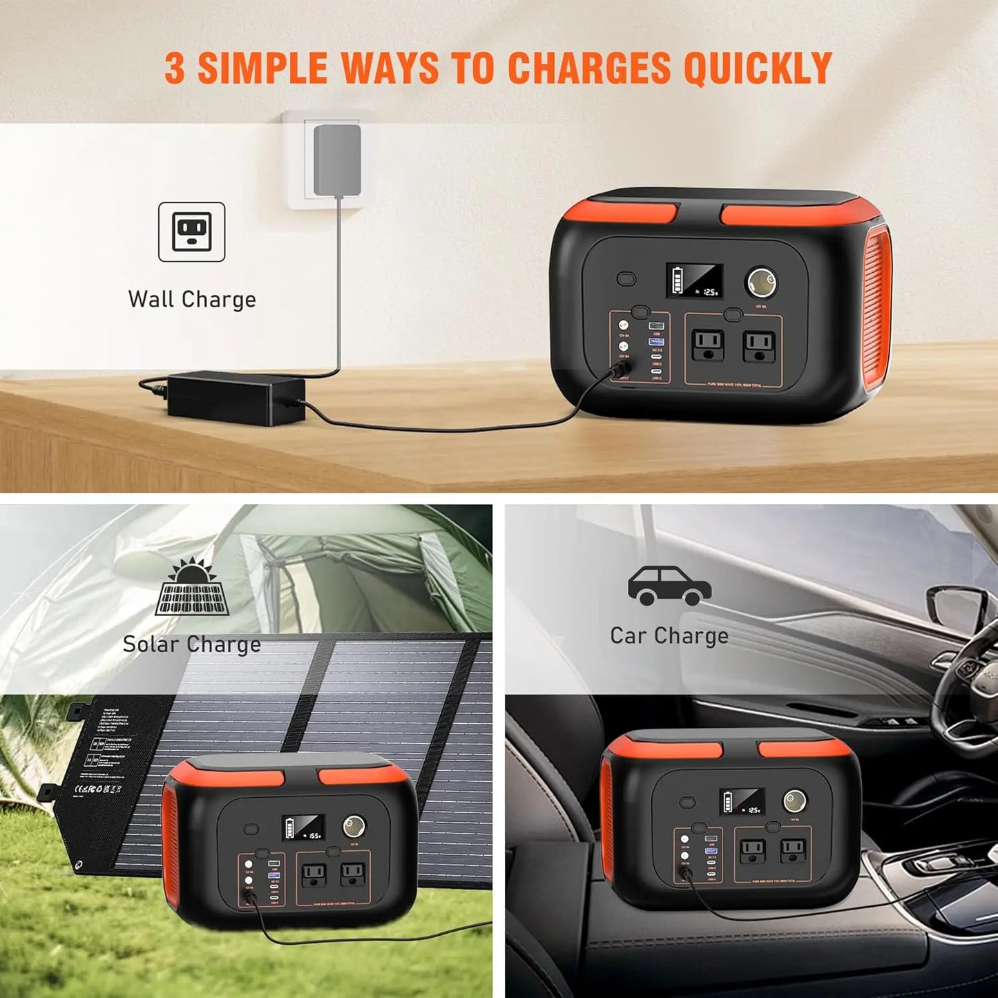 Portable Power Station, 110V AC Outlets Solar Generator