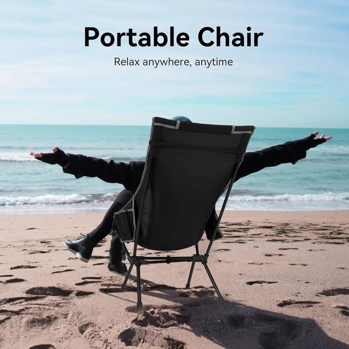 Portable High Back Camping Chair, Support Heavy Duty 440 lbs