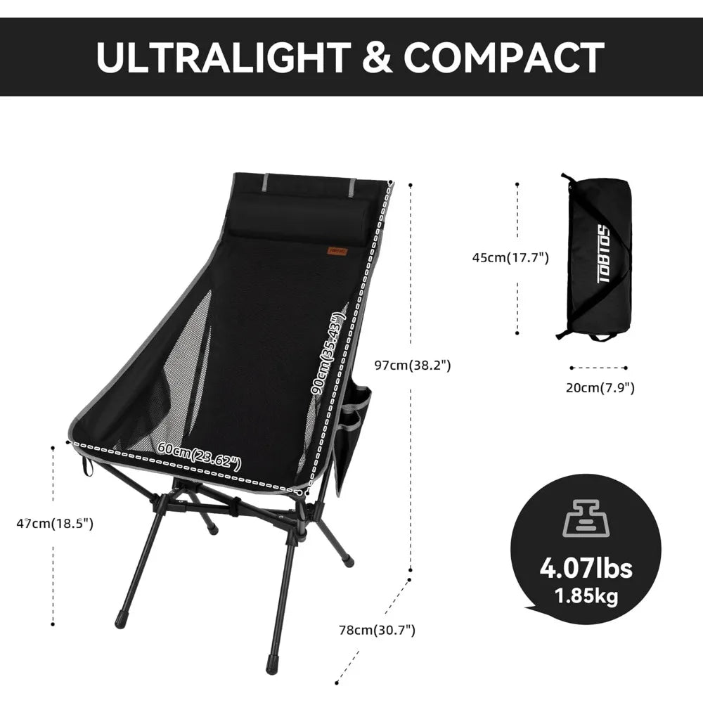 Portable High Back Camping Chair, Support Heavy Duty 440 lbs