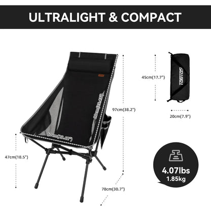 Portable High Back Camping Chair, Support Heavy Duty 440 lbs