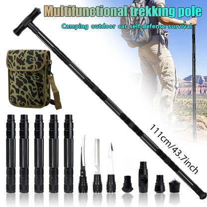 T-shaped Retractable Folding Stick for Outdoor Mountaineering Climbing Tool