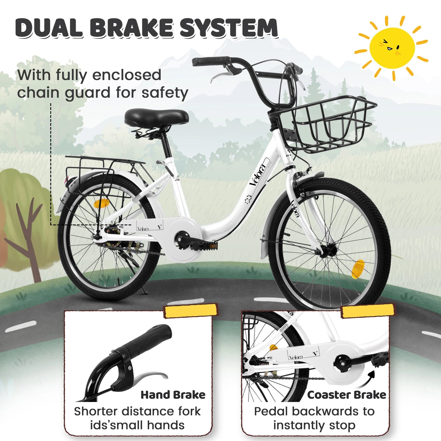 20 Inch 1 Speed Kids Bicycle with Basket