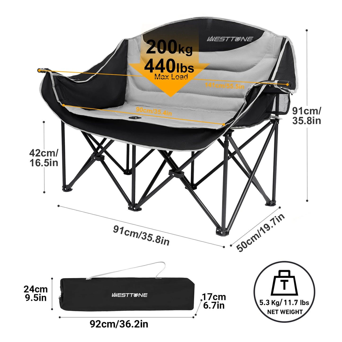 Oversized Outdoor Couch Double Folding Camping Chair
