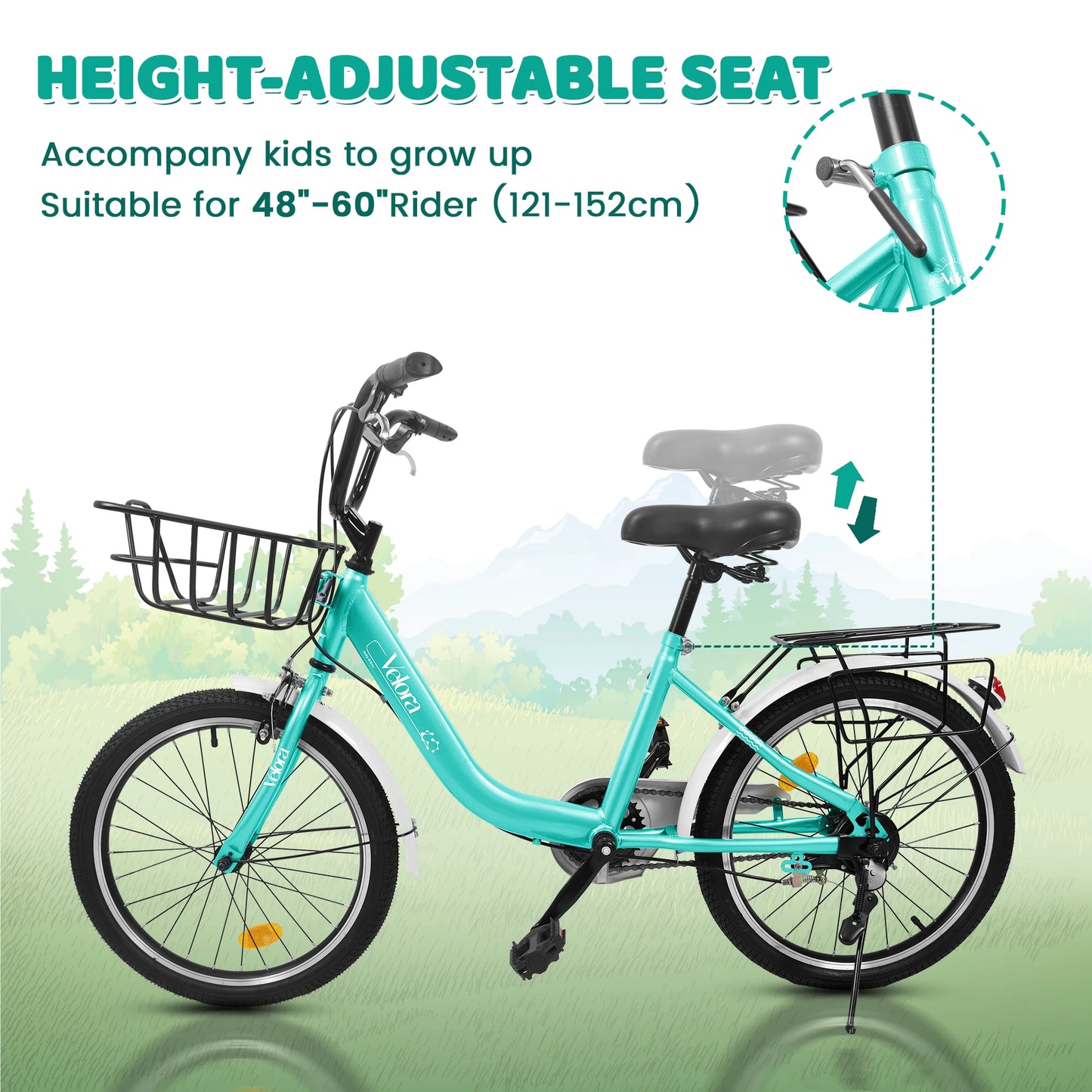 20 Inch 1 Speed Kids Bicycle with Basket