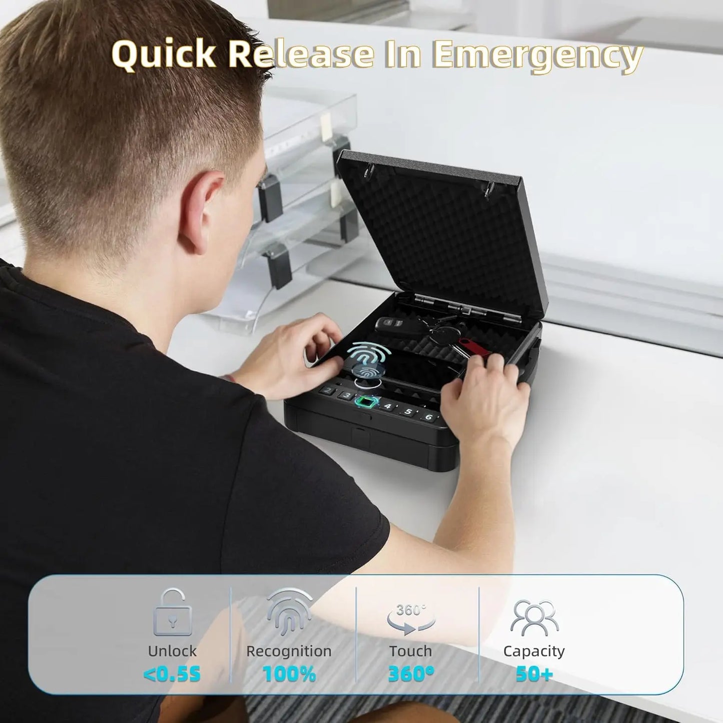 Biometric Gun Safe with Keys and Code to Quick Access