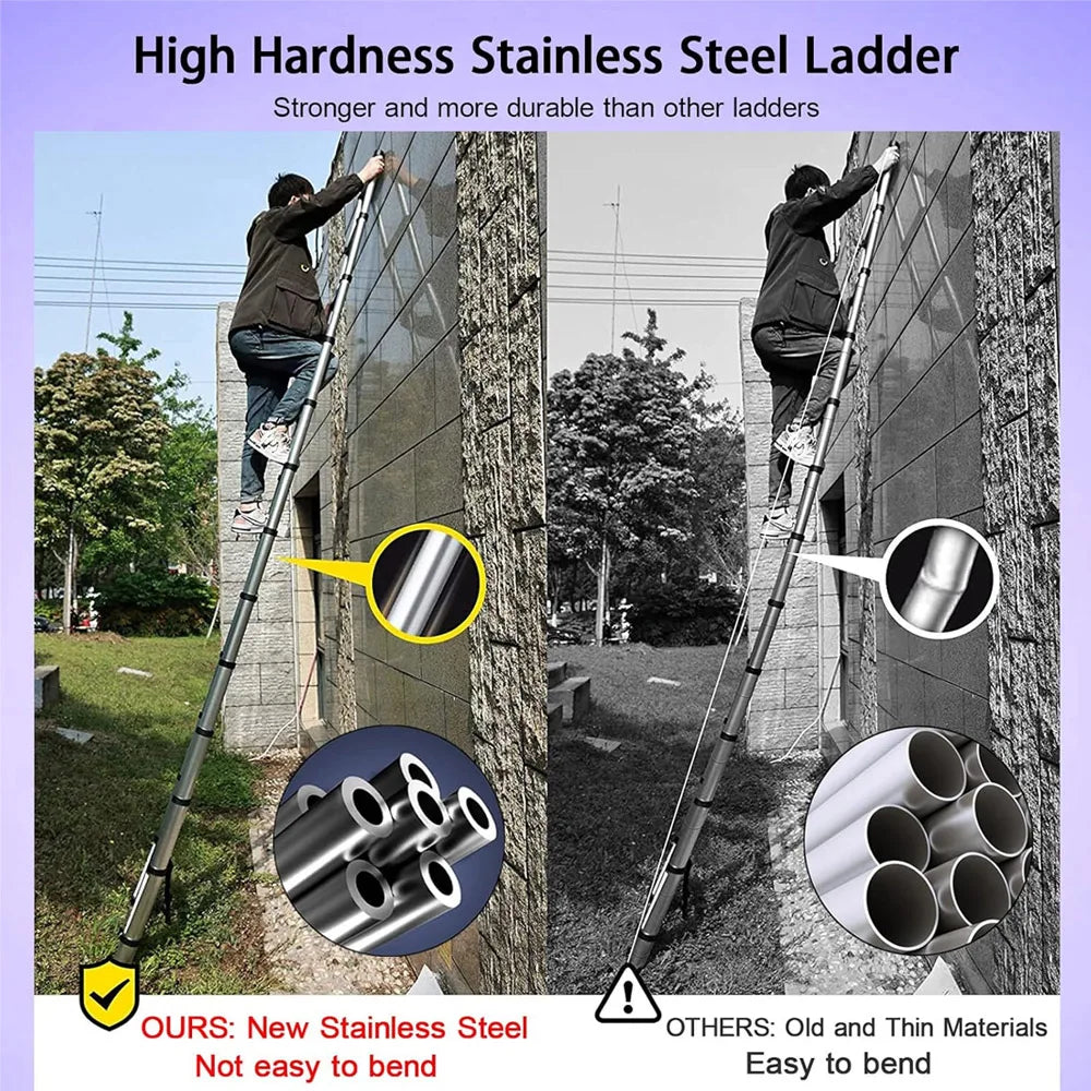 Convenient Extendable Stainless Steel Telescopic Ladder