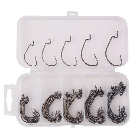 50 Pcs/Box Wide Offset Hook High Carbon Steel