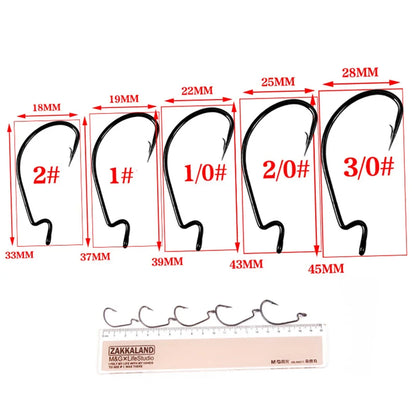 50 Pcs/Box Wide Offset Hook High Carbon Steel