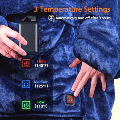 Heated Oversized Wearable Blanket Hoodie 3 Heat Settings