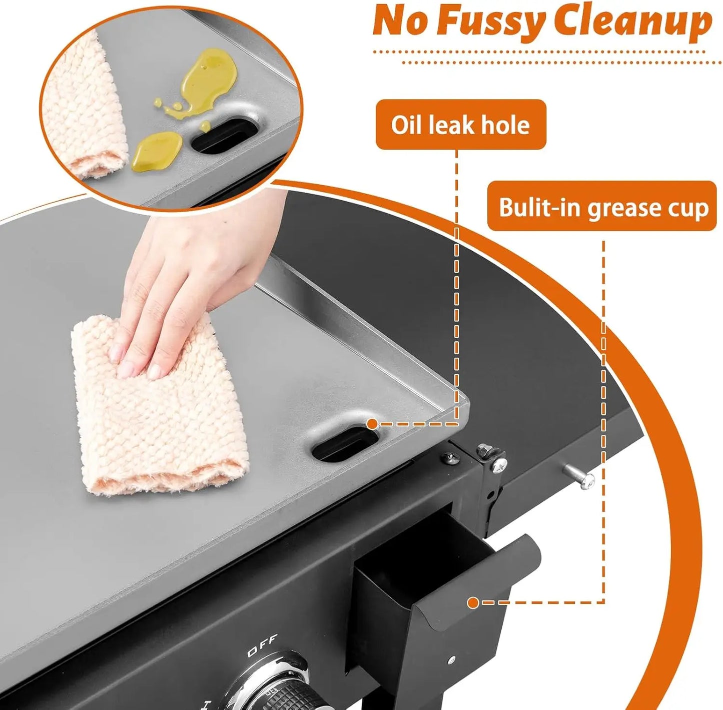 3 Burner Portable Outdoor Griddle Station with Folding Legs