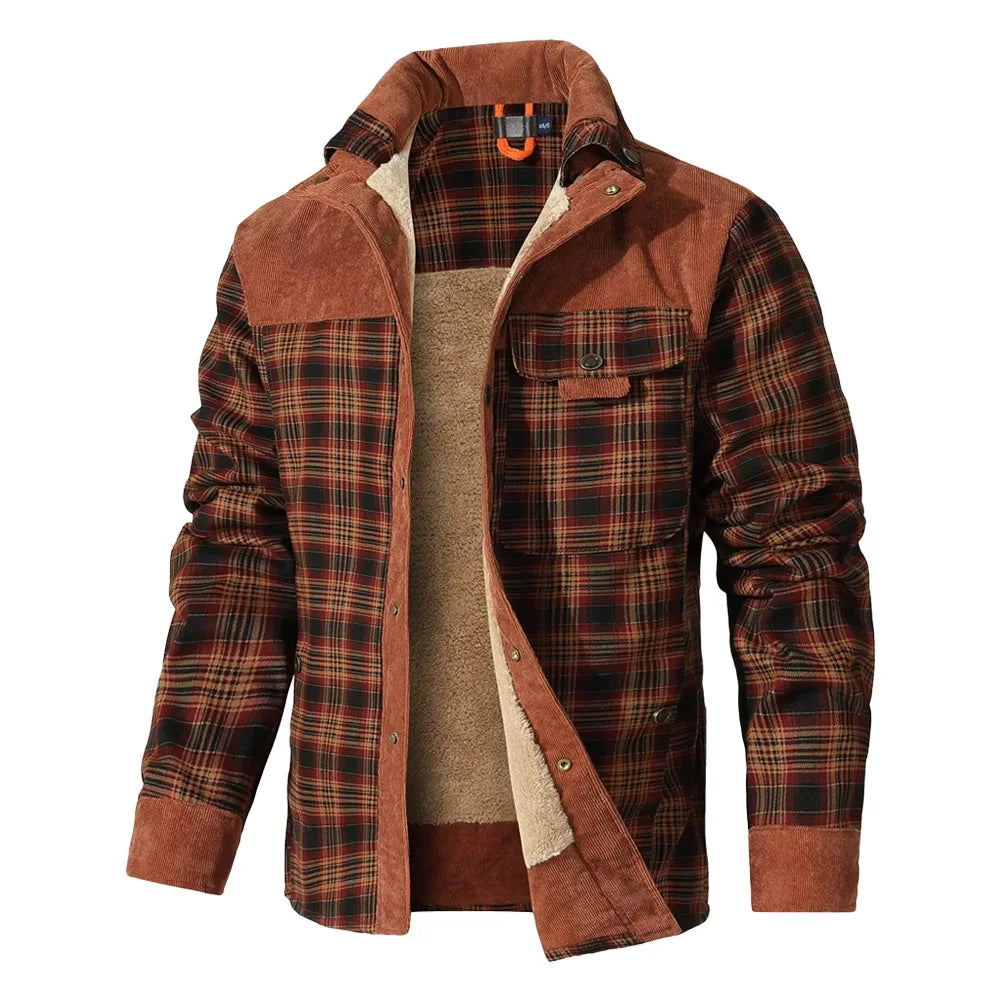 Windproof Warm Casual Bomber, Sherpa Lined Flannel Jacket Men US Size