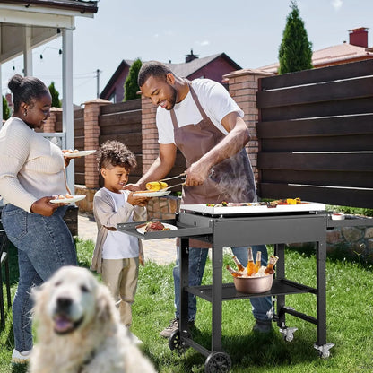 3 Burner Portable Outdoor Griddle Station with Folding Legs