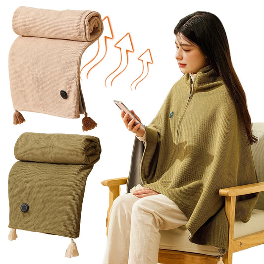 Wearable USB Heated Blanket Shawl 3 Heating Levels