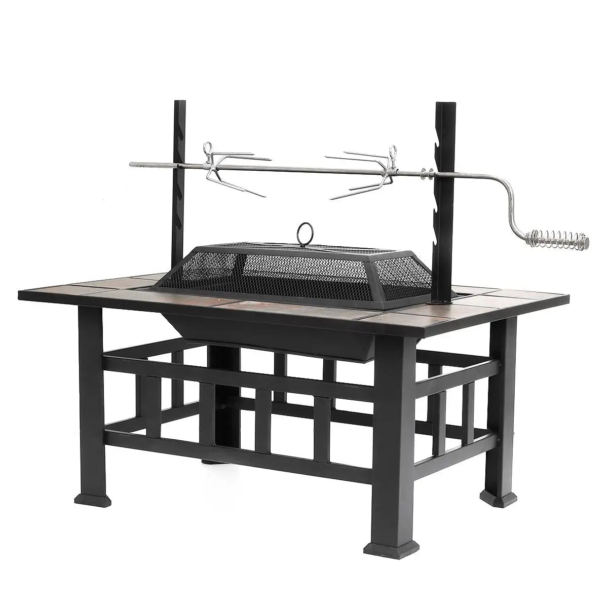 37 Inch Outdoor Patio Fire Pit with Large Steel BBQ Grill