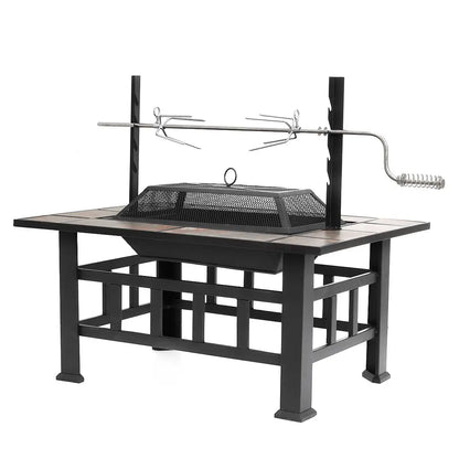37 Inch Outdoor Patio Fire Pit with Large Steel BBQ Grill