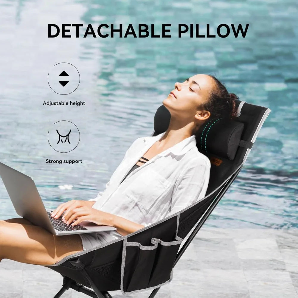 Portable High Back Camping Chair, Support Heavy Duty 440 lbs