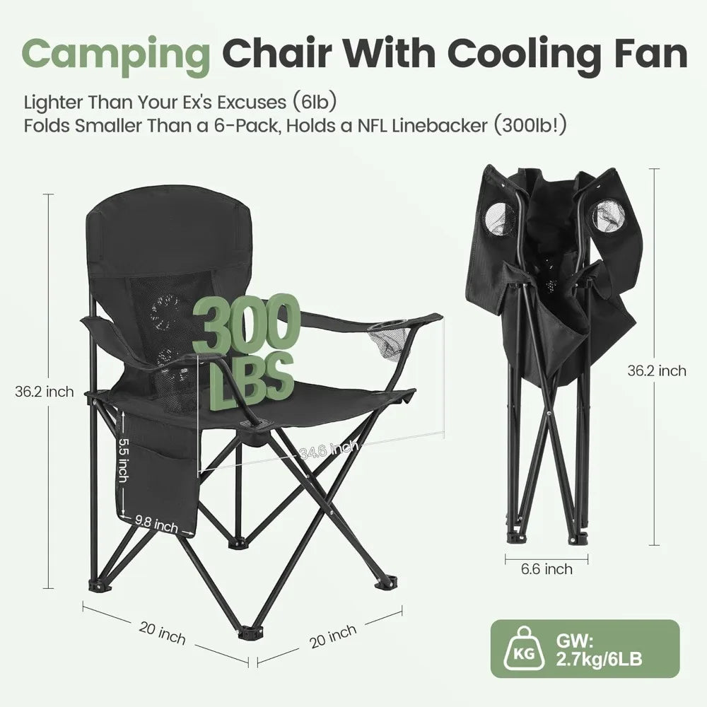 2 Pack Camping Chairs with Fan