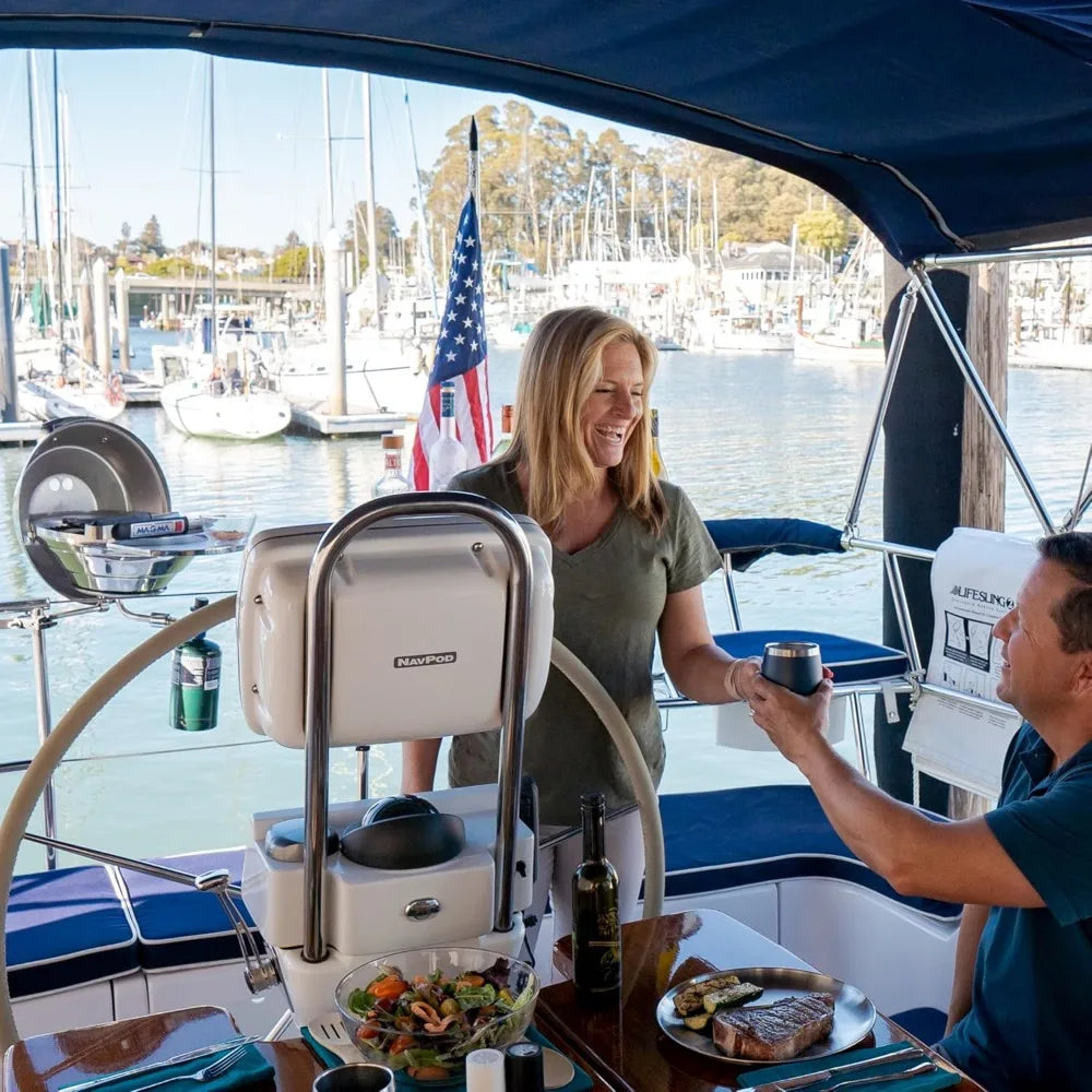 Marine Kettle Portable Gas Grill - Stainless Steel BBQ for Boats - Wind-Resistant Design, Safe Propane Connection