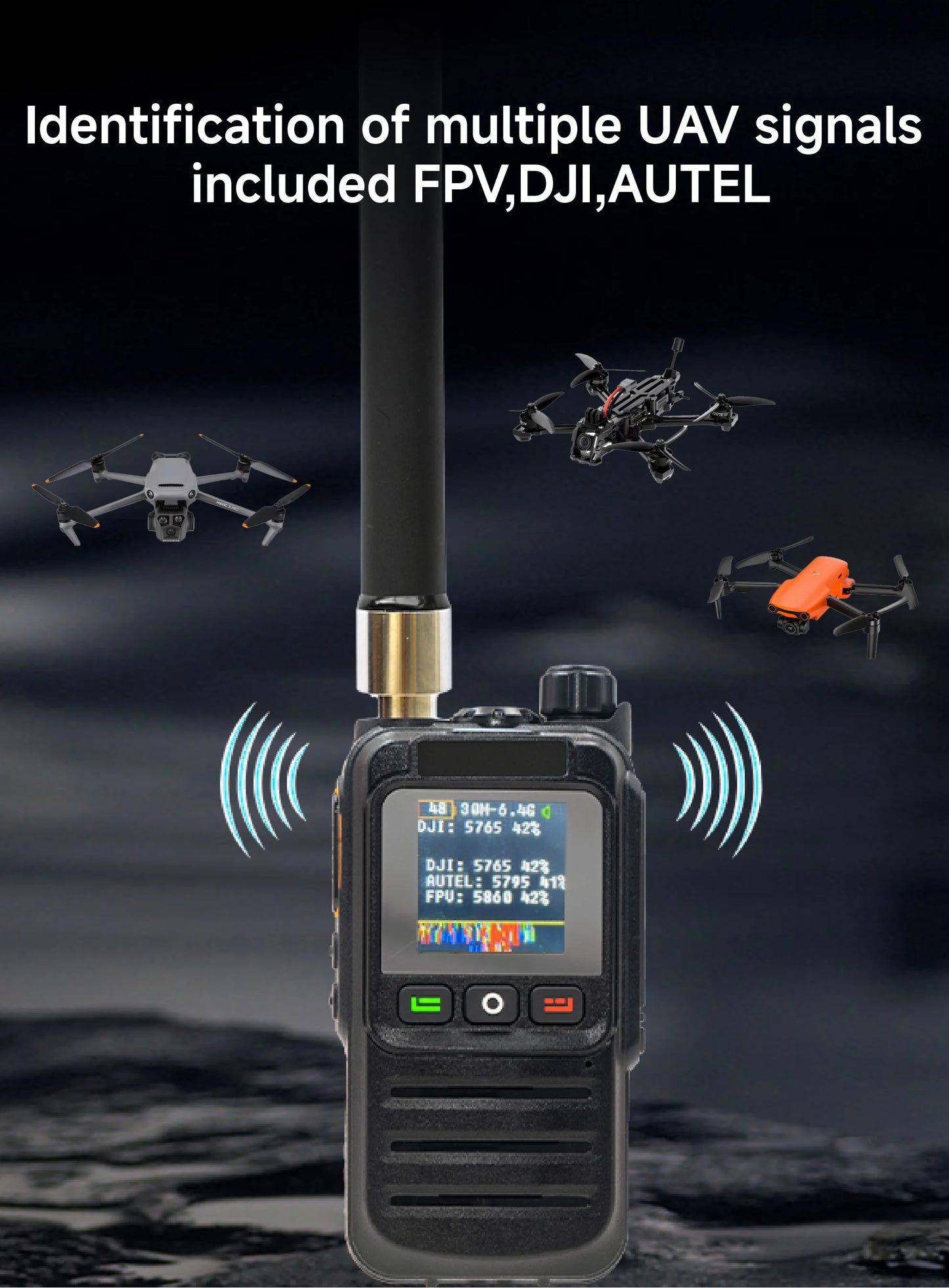 Handheld UAV Multi-band Detector Detection Distance 1-3KM