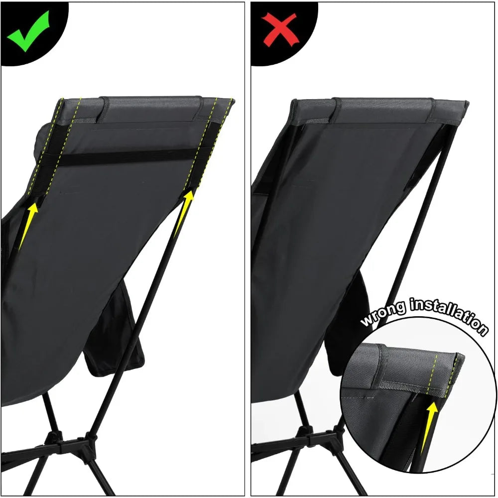 Portable High Back Camping Chair, Support Heavy Duty 440 lbs