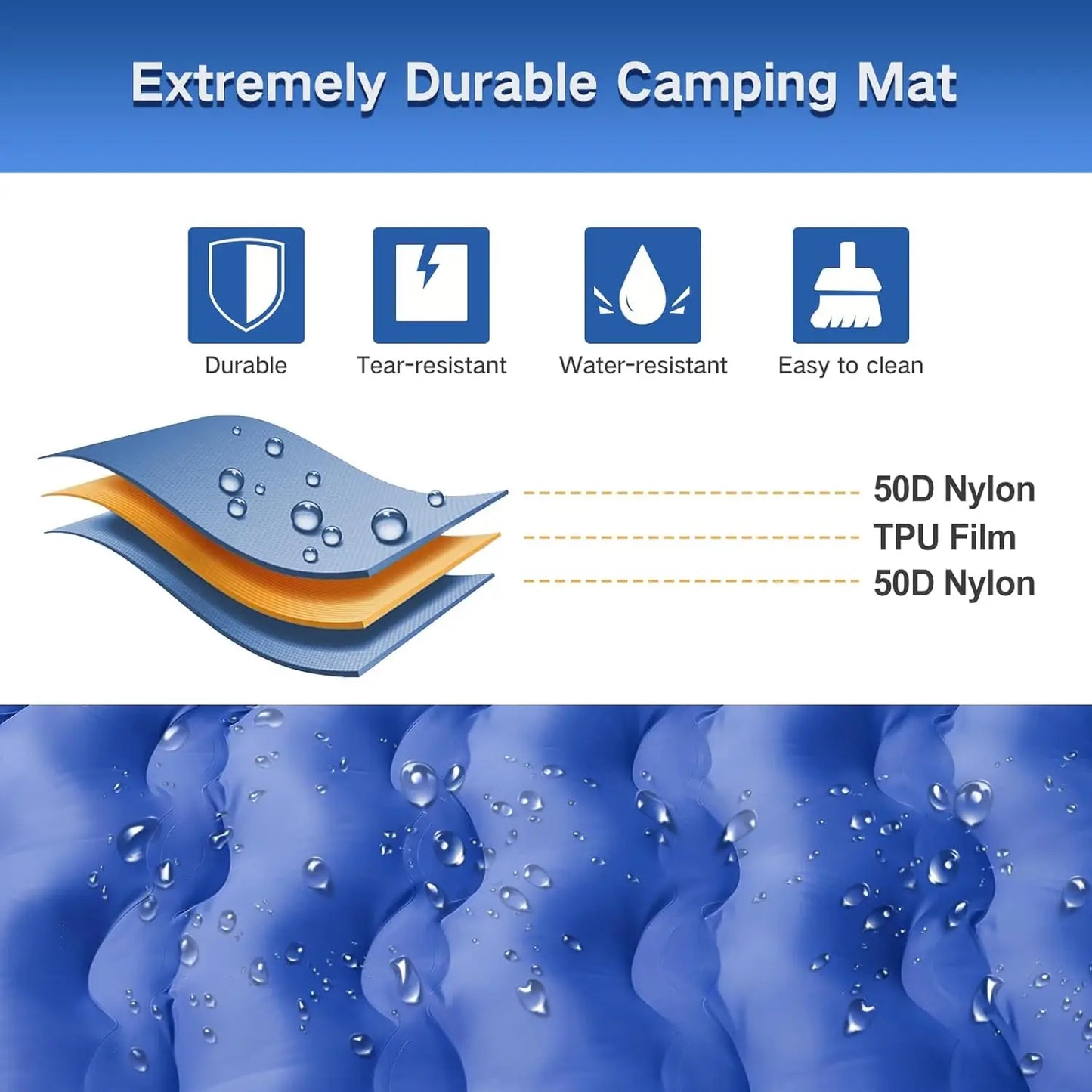 Double Sleeping Inflatable Pad4 Self Inflating 6'' Extra-Thick 2 Person