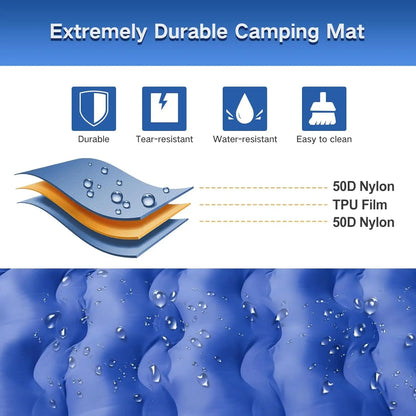 Double Sleeping Inflatable Pad4 Self Inflating 6'' Extra-Thick 2 Person