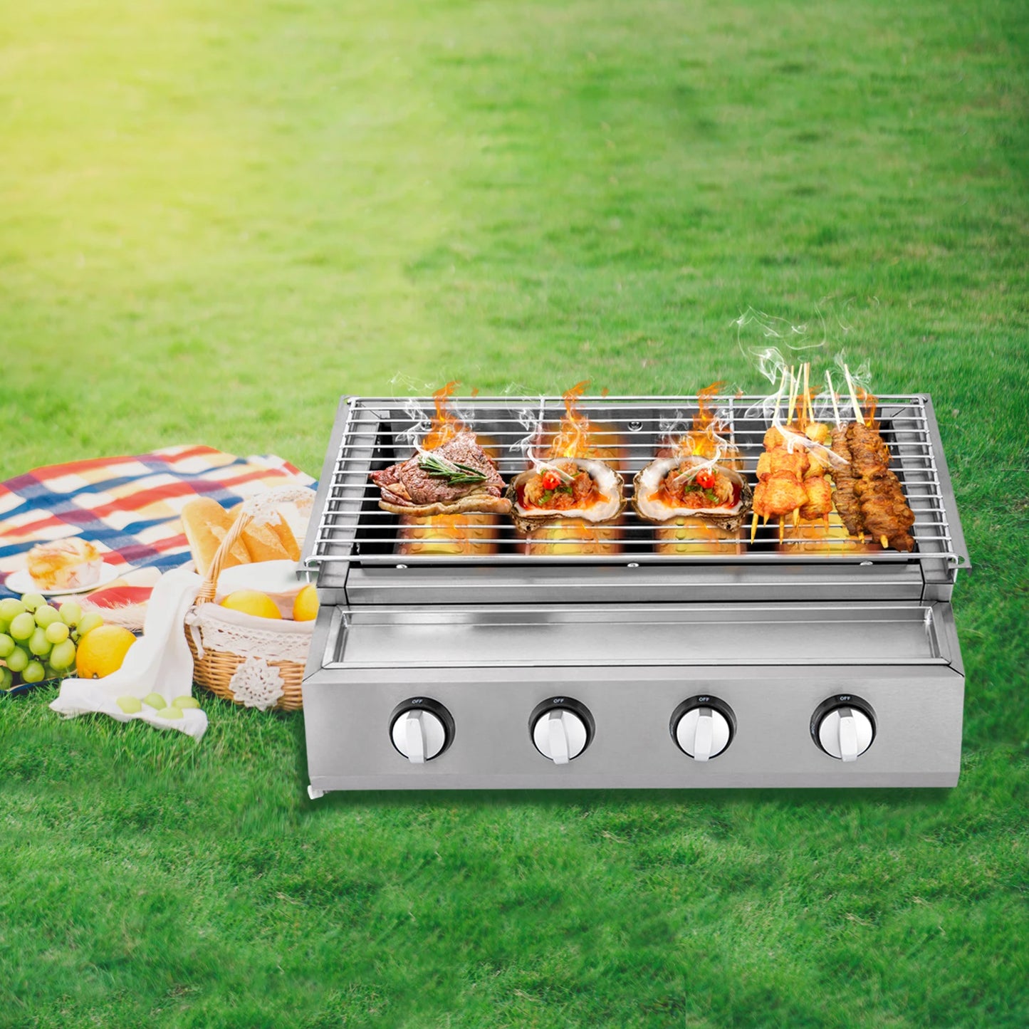 Smokeless Stainless Steel Portable Tabletop Gas Grill