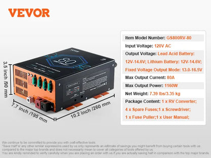 RV Converter 110V AC to 12VDC  4Stage Smart Charging 13V to 16.5V