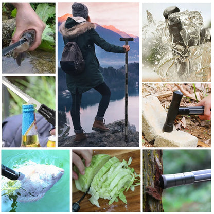 T-shaped Retractable Folding Stick for Outdoor Mountaineering Climbing Tool