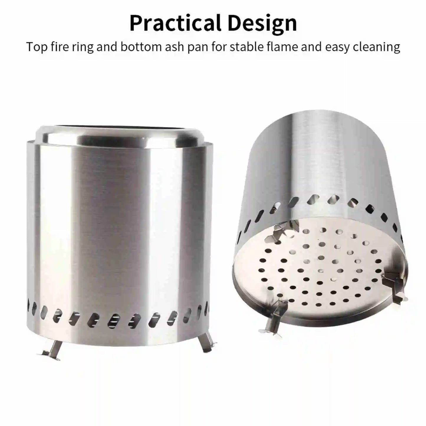 Portable Small Stainless-Steel Wood Burning Smokeless Firepit