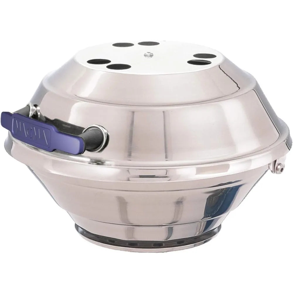 Marine Kettle Portable Gas Grill - Stainless Steel BBQ for Boats - Wind-Resistant Design, Safe Propane Connection