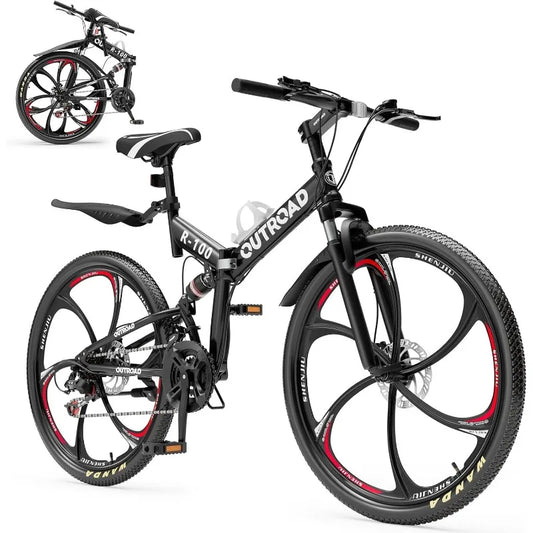 26 Inch 21 Speed Full Suspension Folding Mountain Bike
