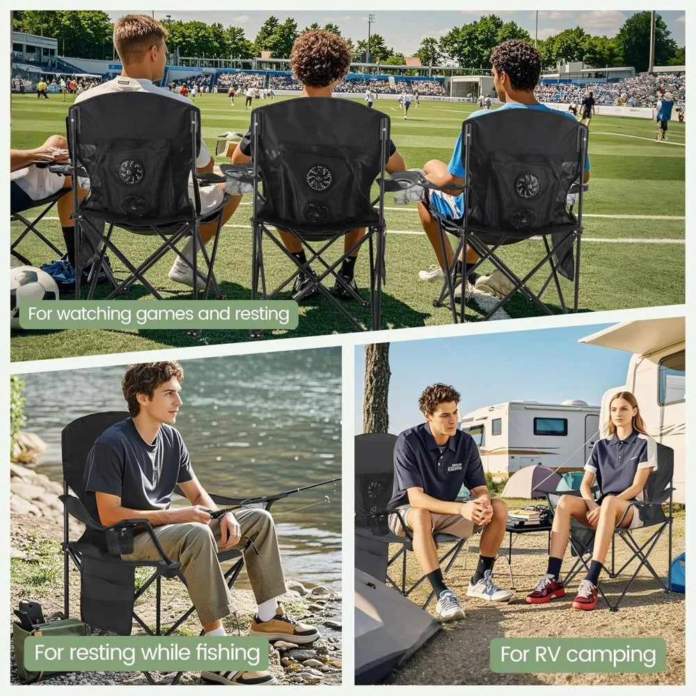 2 Pack Camping Chairs with Fan