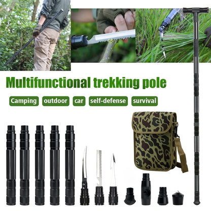 T-shaped Retractable Folding Stick for Outdoor Mountaineering Climbing Tool