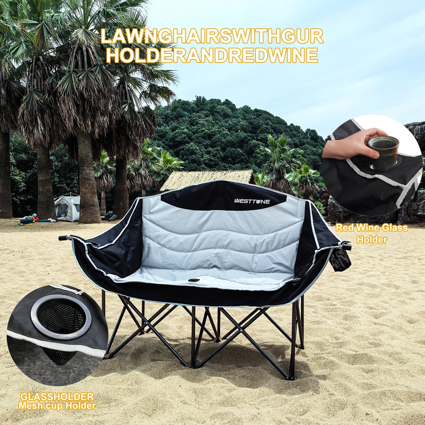 Oversized Outdoor Couch Double Folding Camping Chair