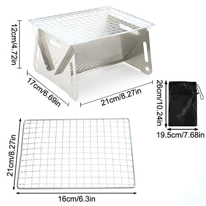 Portable Folding Card Stove - Outdoor Charcoal BBQ Grill for Camping, Lightweight Fire Pit for Cooking