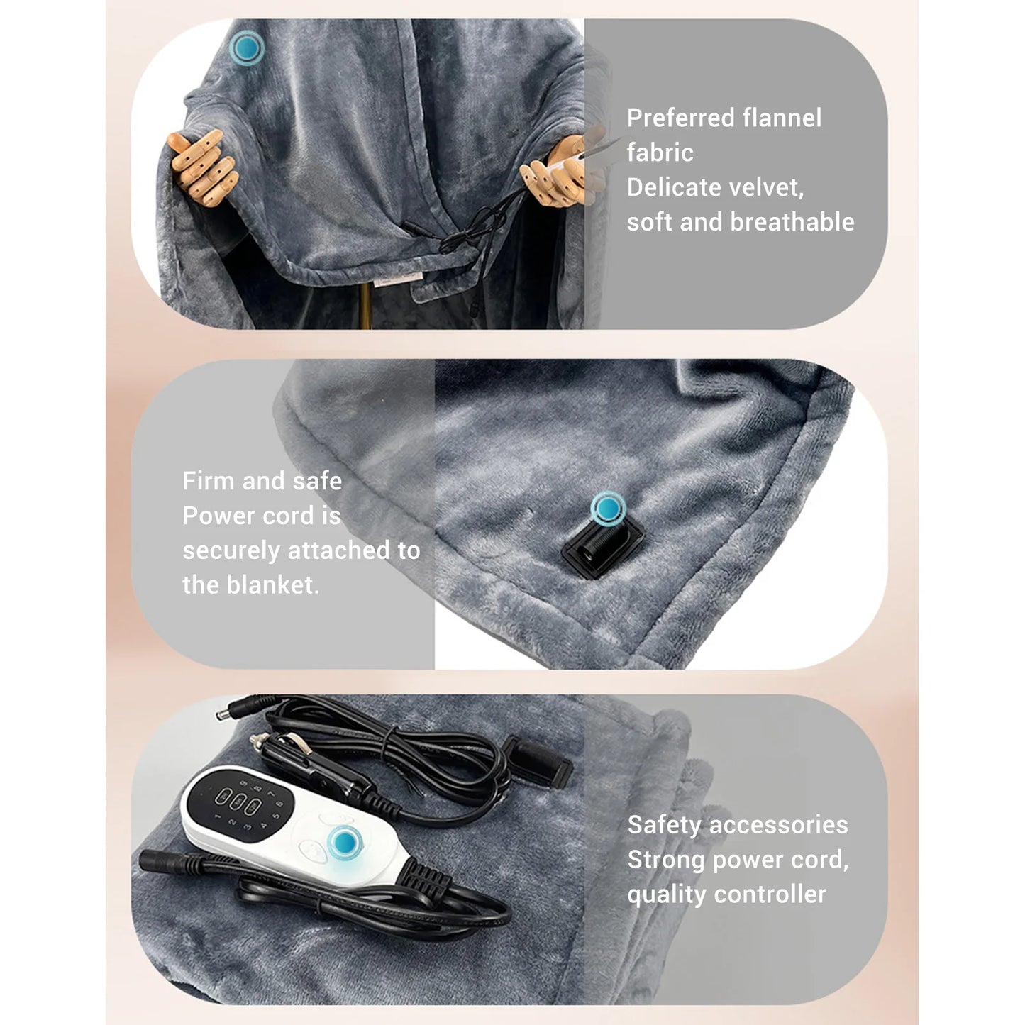 Fast Heating Portable Electric Blanket 12V 48W