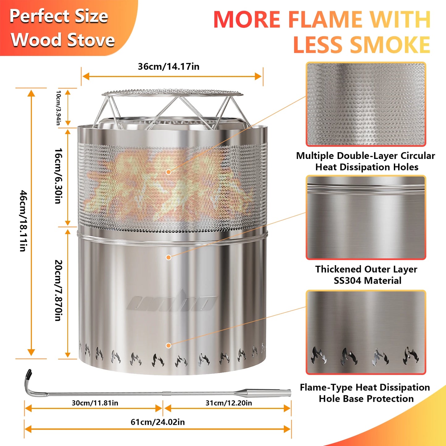 Outdoor Stainless Steel Fire Pit Stove