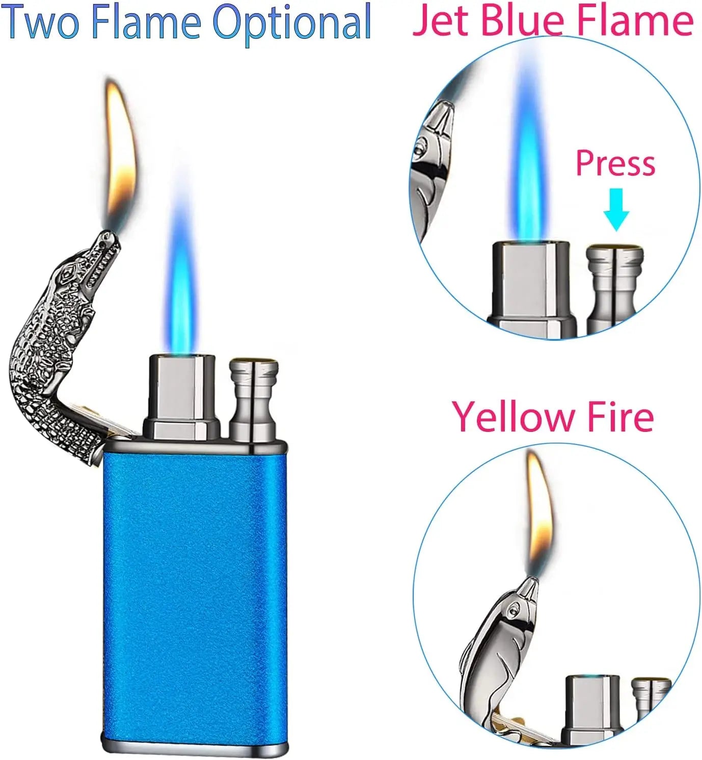 Cool Magic Crocodile Dual Flame Windproof Torch Lighter