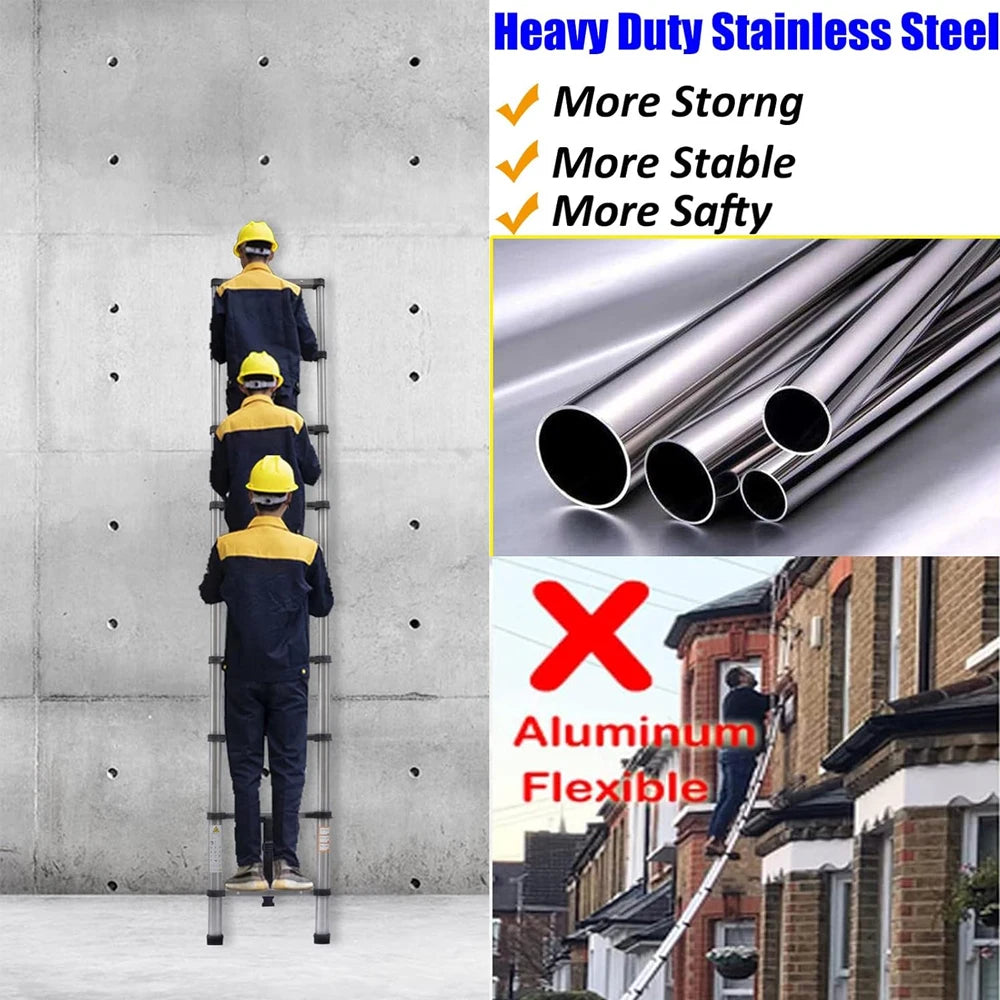 Convenient Extendable Stainless Steel Telescopic Ladder