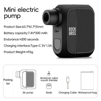 Portable Mini Electric Bicycle Pump 100PSI Type-C Rechargeable