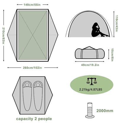 Ultralight  2 Person Double Layer Waterproof Portable Tent