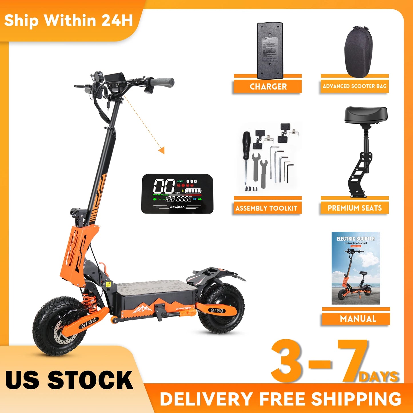 5600W Dual Motor Electric Scooter Top Speed 46MPH