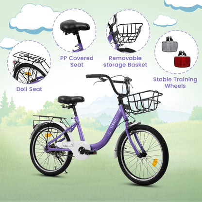 20 Inch 1 Speed Kids Bicycle with Basket