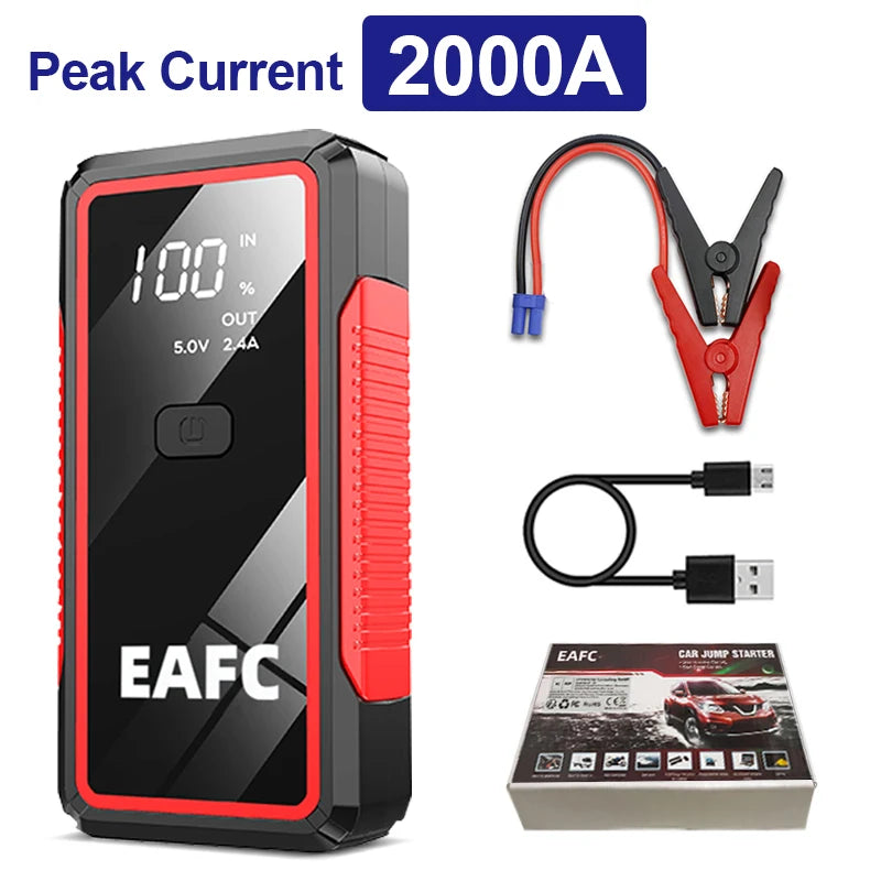 2000A Portable 12V Car Jump Starter with LED Light