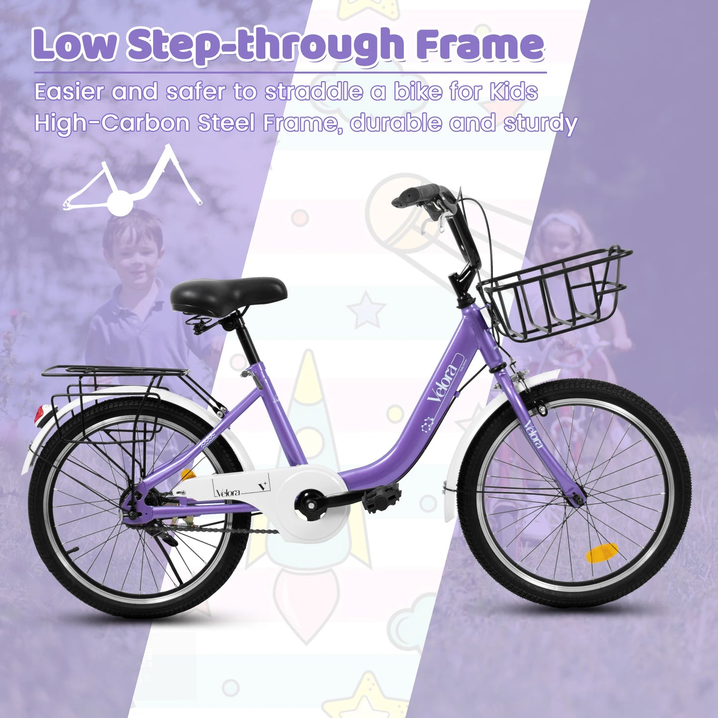 20 Inch 1 Speed Kids Bicycle with Basket