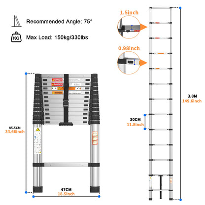 Convenient Extendable Stainless Steel Telescopic Ladder