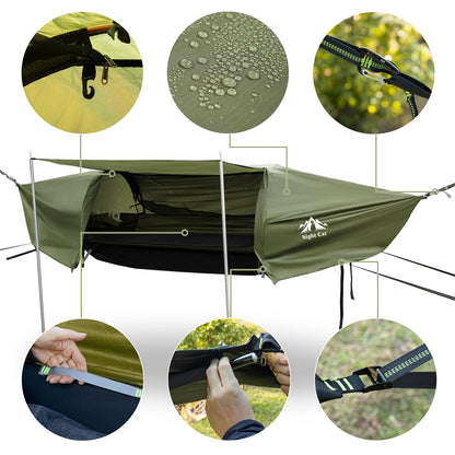 Rainfly Waterproof Flat Lay Hammock Tent with Mosquito Net