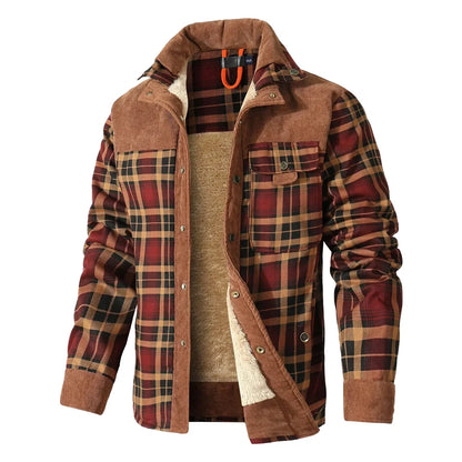 Windproof Warm Casual Bomber, Sherpa Lined Flannel Jacket Men US Size