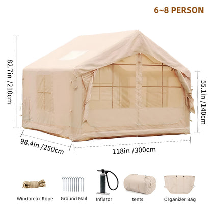 Inflatable Tent for Camping - 6-8 Person with Stove